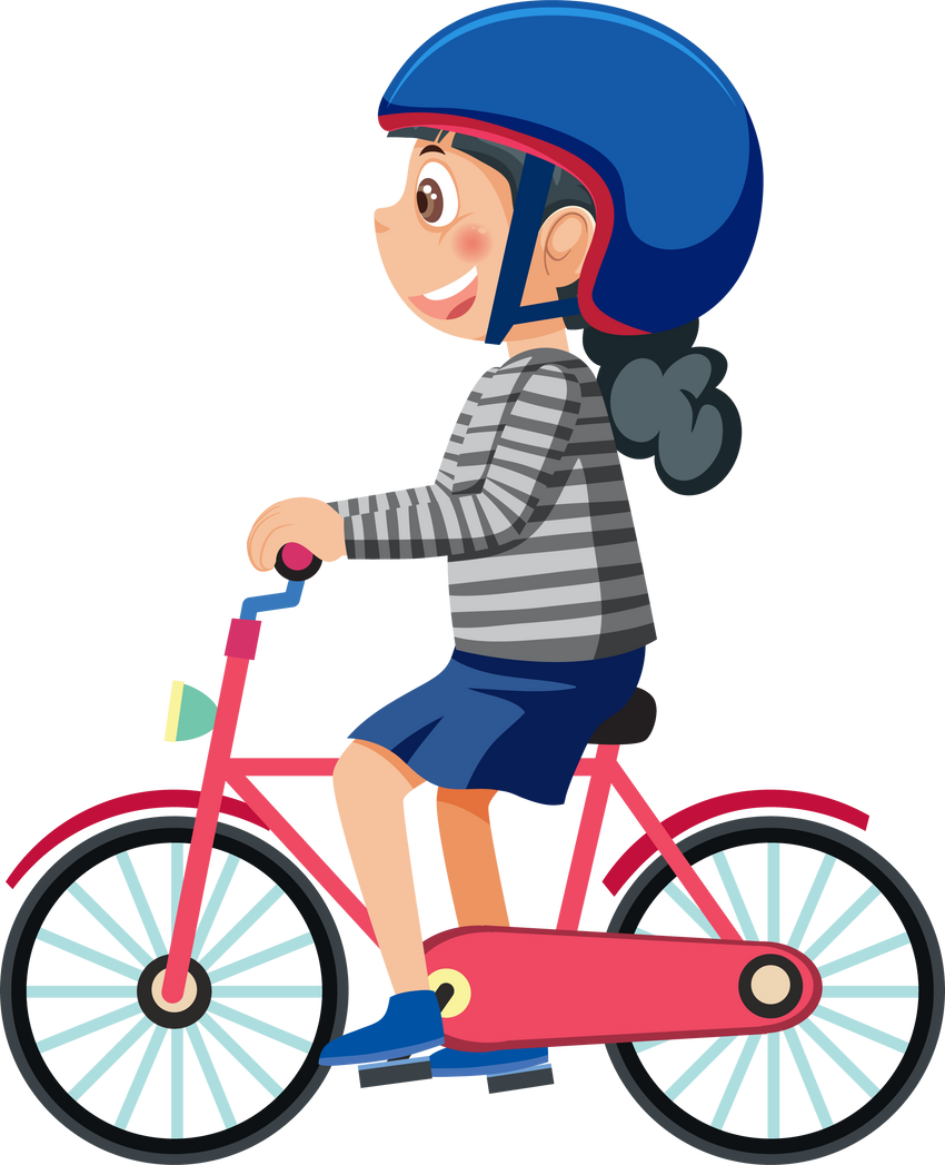 A Girl Cycling Cartoon Character